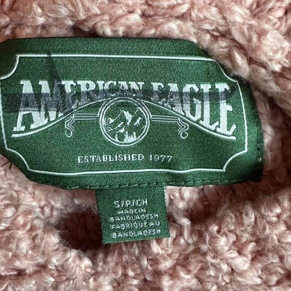 American Eagle Sweater Womens Small Fuzzy Cozy Oversized Pink Hoodie - Picture 5 of 8